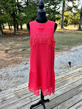 J. Gee Lace Trim Maxi Dress Coral Size XL